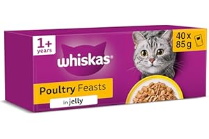 WHISKAS Adult Wet Cat Food in Jelly 40x85g Poultry Feasts