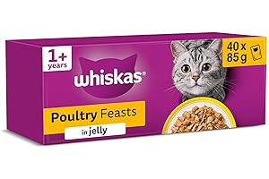 WHISKAS Adult Wet Cat Food in Jelly 40x85g Poultry Feasts