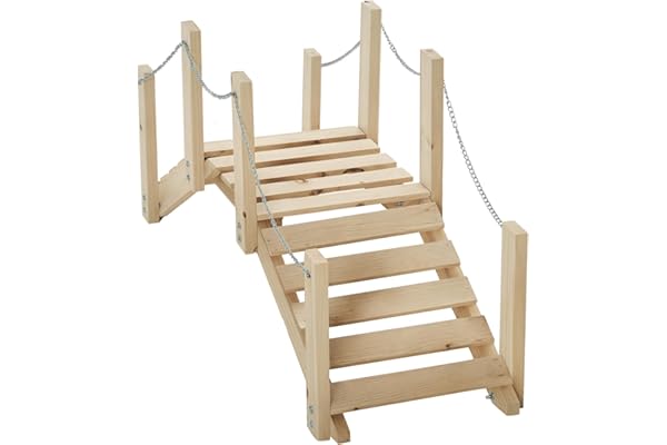 Outsunny Pont de Jardin - Pont de Bassin - passerelle en Bois - Décoration du Jardin dim. 100L x 32l x 48H cm - Bois de Sapin