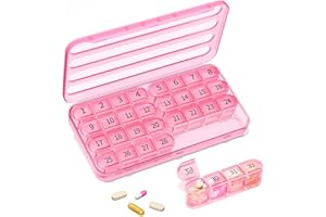 Colorwing Portapillole Mensile, Porta Pastiglie Mensile, 8 Porta Pillole da Viaggio Removibili con 32 Scomparti, Ideale per Vitamine, Integratori e Farmaci, Perfetto per Casa e Viaggi (Rosa)