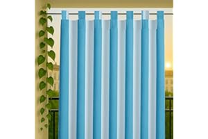 Byour3 - Toldos Exterior con Ojales De Tela Colgantes Hidrófugo Anti-Moho - Tela De Sombra con Anillos En Tejido por Jardín Pérgola Patio Cortina De Oscurecimiento UV (Rayas Turquesa, A.155 x 285 L.)