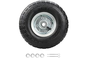 SIPARTS 4.10/3.50-4" Tire and Rim Wheelbarrow Wheels,10 inch Pneumatic Utility Tires for Gorilla Cart, Dolly,Hand Truck, Lawnmower, Garden Wagon with 5/8” Axle Bore Hole - Double Sealed Bearings (1 pack)