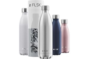 ‎FLSK FLSK Edelstahl Trinkflasche (350ml, 500ml, 750ml, 1000ml) • Thermosflasche für Warm- & Kaltgetränke • BPA-frei • Extrem leichte Isolierflasche • Wasserflasche auslaufsicher bei Kohlensäure