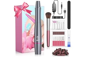 PONOSEU Torno para Uñas Profesional, Lima Electrica Uñas 12 en 1 Kit de Manicura y Pedicura Eléctrico Pulido Salón DIY Hogar, Velocidad Ajustable, Día de la Madre Regalo (gris)