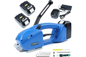 U.S. Solid Macchina elettrica reggiatrice semiautomatica per nastri PP PET da 13-16 mm, 2 x 3000 mAh a batteria automatica reggiatrice per pallet di cartone