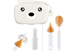 AKEN Baby bottle cleaner brush set,Clean children's drinking water bottles,Baby Cleaning Brush Cleaning Brush Travel set,Wine glass,coffee cup,red tea cup,drinking kettle,drinking cup cleaning set(Beige)