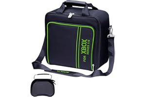 omarando Estuche de Transporte para Xbox Bag,Compatible con Xbox Series X/S,Almacenamiento de Accesorios de Consola para Xbox Series X/S,con Caja de Protección para Gamepad, Negro-Verde