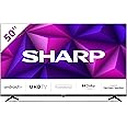 Sharp 4T-C50FN6KL2AB 50-Inch 4K Android Smart TV, Frameless UHD HDR with Google Assistant, HDMI 2.1 with eARC, Dolby Vision, Chromecast Built-in, Bluetooth, Freeview Play & Wireless Streaming – Black