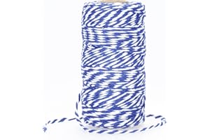 ‎JIJACRAFT jijAcraft 100M Marineblau und Weiß Baumwolle Schnur, 2mm Bäcker Bindfäden, Bastelschnur Dekokordel Schnur Perfekt für DIY, Handwerk, Geschenke Verpacken, Weihnachten Dekoration
