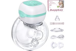 Jheppbay Sacaleches Electricos, Sacaleches Manos Libres 12 Niveles y 3 Modos con Pantalla LCD, Extractor de Leche Materna Portátil con Función de memoria, 21mm/24mm Brida, Sin BPA (Verde)