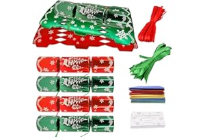 YAAVAAW 30 Piezas Crackers de Navidad Decoración Navideña Granel,DIY Christmas Crackers Set Lujoso con Gorro Broma Infantil Adultos No Snap,Cajas Rojo Verde Regalos Navideñas para Fiesta de Navidad
