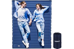 YISSVIC Double Camping Mat Inflatable Sleeping Mat Camping Mattress Portable 10CM Thickness with Pillow Foot Pump Lightweight for Camping Hiking Backpacking
