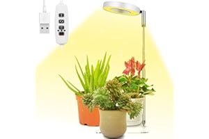 Ainiv Lámpara de Plantas, 48 LED Luz de Crecimiento de Espectro Completo con base, 180° Grow Light con Temporizador Automático 3H/9H/12H y 9 de Brillo, Altura Ajustable, para Plantas Pequeñas