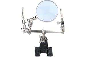 MARAPON Supporto terza mano per saldature, con lente d'ingrandimento fino a tre volte, morsetti a coccodrillo per riparazioni elettroniche e meccanica di precisione, Grigio