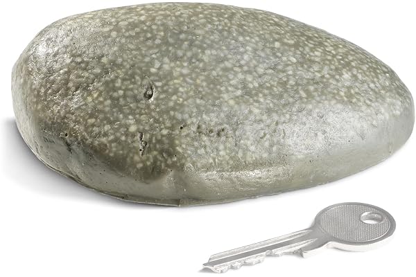 com-four® Gömsten "Pebblestone" med Hemligt Fack | Realistisk stenimitation med dolt fack för nycklar, geocaching, trädgård och diskreta gömställen utomhus