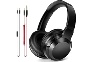 ZIHNIC Wired Over Ear Headphones Studio Monitor & Mixing DJ Stereo Headsets, Hi-Res, 3.5mm/6.35mm Wired Audio Jack for Recording Podcast Keyboard Guitar Laptop - Black