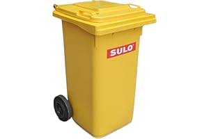 SULO MGB-120 SULO 120 Liter Gelbe Tonne Müllbehälter Mülltonne Abfalltonne Gelb Für alle DIN-Klammschüttungen Made in Germany Extra Starker Kunststoff Leise Vollgummiräder Leicht zu Reinigen UV-Fest Rost Fest Verrottungsfest