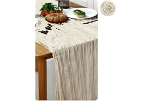 Cheesecloth Table Runner, Wedding Decorations Vintage Table Centerpieces Table Cloth, Fabric Boho Table Runner, for Wedding Party Bridal Shower Table Decorations Birthday (1 Pack Beige)