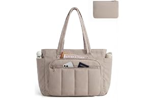 bagsmart handväska dam shopperväska, lätt puffy tote bag arbetsväska lärarväska 15,6 tum laptopväska, axelväska med många fac