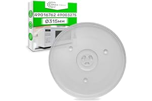 Verre Plateau Micro Onde Universel de Diamètre Ø 31.5 cm avec 3 Pieds de Fixation sur la Base - Assiette Micro Onde avec le Code Original 252100500022 pour Sharp 49016762 pour Candy - ONIX TECH