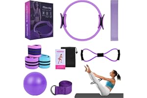 DIGSCAPE Better Kit de pilates pour femme, bandes de résistance pour entraînement des fessiers, ballon de yoga 25 cm, figure 8, bandes de résistance pour étirements