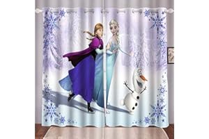 HNSRYLQX Frozen ELSA Verdunkelungsvorhang Wasserdichter Stoff Gardinen Für Kinderzimmer, 3D-Digitaldruck 100% Polyester, Anime Frozen Aisha and Anna Vorhänge (2,220 x 215 cm)