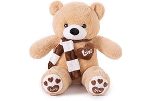 YunNasi Osos de Peluche Grandes Oso de Peluche Gigante Juguetes de Peluches Suave con Bufanda Teddy para Niños, Niñas (Marrón Claro, Grande)