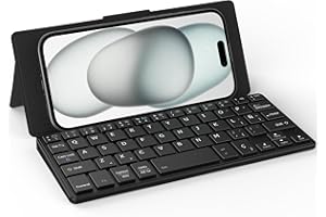 CACOE Teclado Bluetooth con Soporte, Mini Plegable para iPad, [Español] Portátil de Doble Canal para Tablet/iPhone/iOS/Android/Windows, Negro