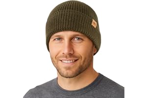 TOP-EX 100% Merino Wool Cuffed Beanie Hat – Single Layer Knit, Multi Size Winter Wooly Hats for Men and Women 55-66CM