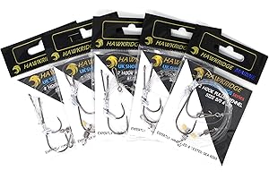 HAWKRIDGE RIG PRO SERIES - 5 Packs of Commercial Quality Fishing Rigs - 2 Hook - PULLEY PENNEL Ready Tied - Ideal for Sea Surf Casting Fishing (Tied to 50lb Snood)