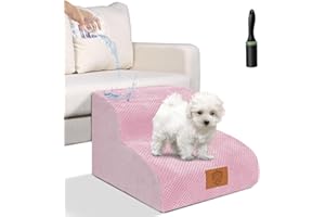OZD Escalier pour Chien 2 Marches, Escalier pour Chat Antidérapant en Mousse Haute Densité, Rampe pour Animaux avec Housse Amovible & Lavable pour Petit Chiens,Canapé, Lit (Rose)