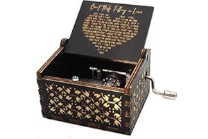 WASAII Cant Help Falling in Love Music Box 18 Note Mini Personalised Music Box Gift Box Laser Engraved Vintage Wood Hand Crank Music Box Music Boxes Wooden Musical Box Wooden Gift