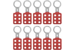 OREQ 10Pcs Lockout Hasp Tagout Hasp, Lock Out Tag Out Hasp Insulation Padlock Hasp with 6 Holes Interlock, Safety Hasp Lock Hasp for Padlocks, Lock Out Devices, 1" Inside Jaw Diameter