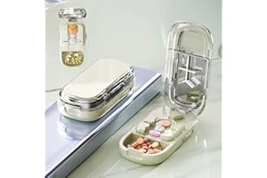 KENMOHUO Pill Cutter, New Adjustable Pill Cutters Splitter for Small & Tiny & Large Pills, Portable 1/2 1/3 1/4 Tablet Cutter for Pills, Cutting & Storage 2-in- 1 Tablet Dispenser for Travel (Green)