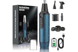 AREYZIN Recargable Cortapelos Nariz y Oreja, Recortadora de pelo nasal para hombres, IPX7 Impermeable,cuchillas de doble filo, fácil limpieza