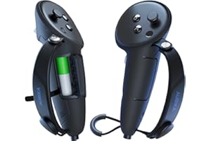 Aubika Funda para mando de Meta Quest 3S y Oculus Quest 3 con tapa de apertura de batería, protector VR (negro)