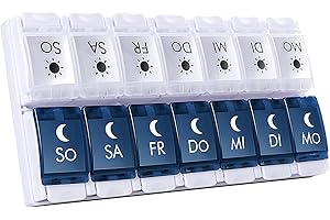 MERICARGO Tablettenbox 7 Tage Morgens Abends, Tragbare Pillendose 7 Tage 2 Fächer, Druckknopf Tägliches Pillenbox für Vitamine, Fischöl, Ergänzungsmittel