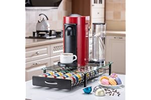 Flagship Cassetto porta cialde Nespresso, organizer per capsule Nespresso, vassoio in vetro (capacità 40 cialde Vertuo)