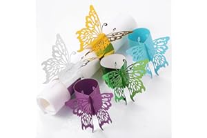 MORGIANA 50 Anneaux pour Serviettes en Papier, Anneaux pour Serviettes Jetables, Porte-Serviettes Jetables pour Décoration de Table pour Mariage, Fête de Noël et Dîner. (Papillon Mixte)