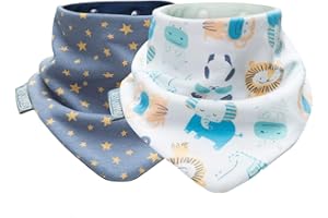 Cheeky Chompers Reversible Baby Bibs | Dribble Bibs | Toddler Bibs | Bandana Neckerchief Style | Baby Gift Set | Neckerbibs (2-pack)