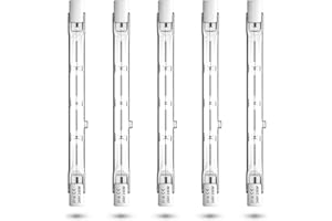 Luxvista Dimmable R7S 118mm 200W Bombilla Halógena Lápiz AC220-240V 3900lm J118 Proyector Halógeno Lineal para iluminación de paisaje, seguridad, lámpara de pie (lote de 5, blanco cálido 2800K)