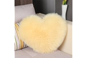 Heart Cushion Double-Sided Fleece Super Soft Plush Decorative Cushion Love Decorative Cushion Heart Decorative Cushion for Living Room Sofa Child Bedroom Bed (Beige, 35 x 45 cm)
