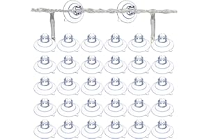 LYQAQ 30 Pack Suction Hooks for Christmas Lights, Mini Suction Cups Window Sucker Hooks Christmas Decorations Fairy Lights Hook Holders Curtain Rope Clips for Indoor Glass Wall Furniture, 30mm