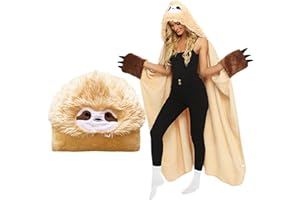 ERACII Faultier Decke Faultier Kuscheldecke Geschenk für Frauen Faultier Geschenk für Tochter Geburtstagsgeschenk Faultier Decke mit Hut und Handschuhen Kuscheldecke Flauschig Gelb-Faultier