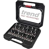 Trend 12 Piece Router Cutter Starter Set, 1/4 Inch Shank, Tungsten Carbide Tipped, Storage Case Included, SET/SS8X1/4TC, pack