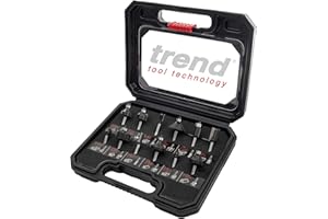 Trend 12 Piece Router Cutter Starter Set, 1/4 Inch Shank, Tungsten Carbide Tipped, Storage Case Included, SET/SS8X1/4TC, packaging may vary