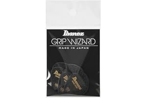 Ibanez PPA16HSG-BK Lot de 6 médiators GRIP WIZARD à grip sable, 1.0mm, Noir