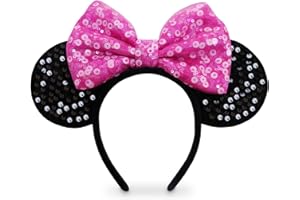 Disney Store Diadema de Orejas de Minnie Mouse para Niñas, Accesorio con Adornos de Lentejuelas e Interior de Terciopelo