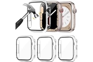 KIMILAR [3 Stücke Schutz Kompatibel mit Apple Watch Series 8/7 41MM Schutzhülle PC Hülle, Blasenfreie Displayschutz, Ultradünne Glas PC Gehäuse Case Kompatibel mit iwatch 7/8 Schutz(41mm)