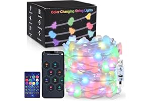 GERBALA 10M Luci Natale, 66 LEDs pupazzo di neve Luci a USB, Catena Decorativa a LED con Telecomando a Infrarossi e APP, Sincronizzano Musica,IP65 per Albero di Natale, Tende, Camera da Letto, Giardino